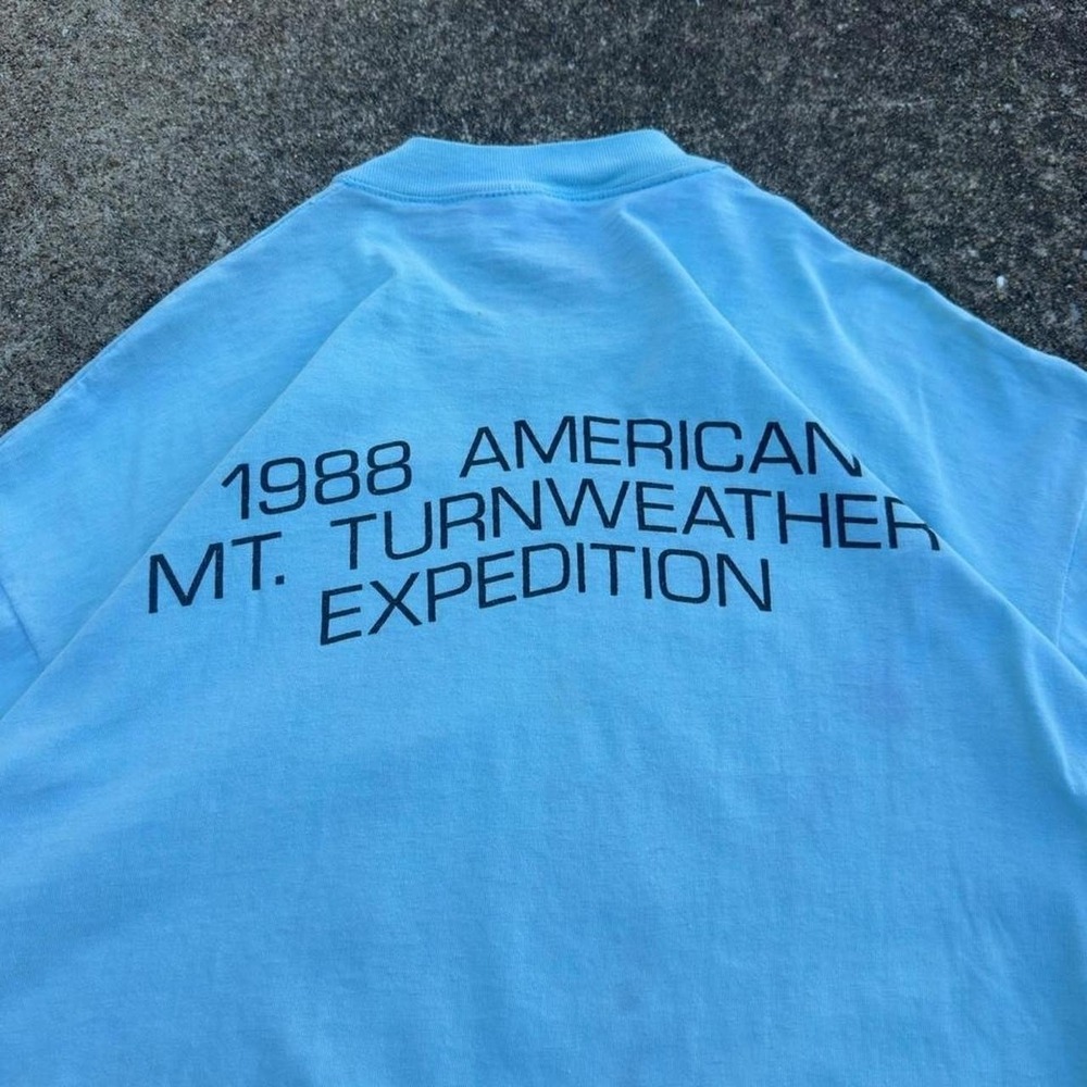Vintage 1988 Native American Art Shirt Baby Blue USA Made Single Stitch XL (d7)